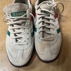 Adidas Cream Sneakers with Vibrant Stripes